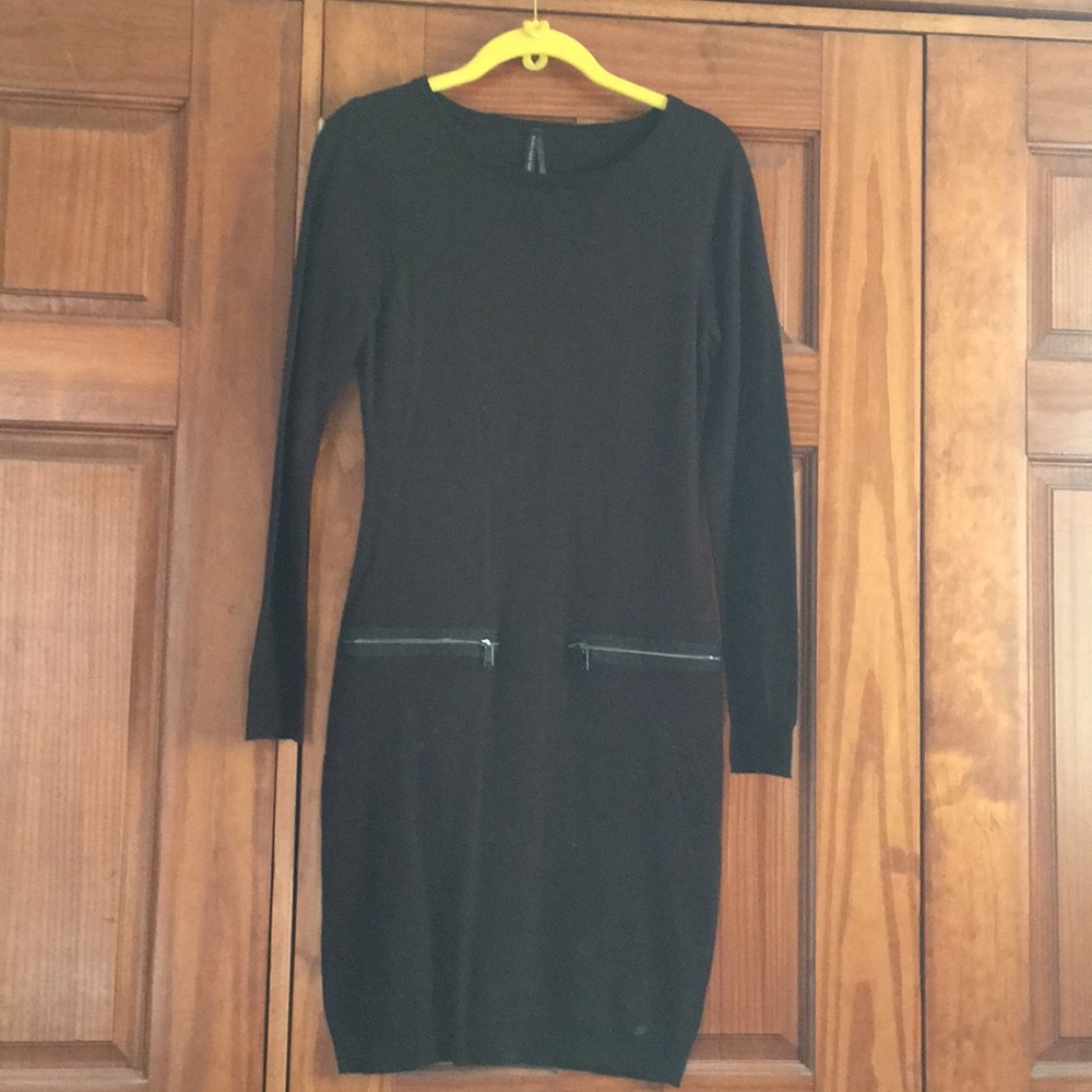Long sleeve black sweater dress